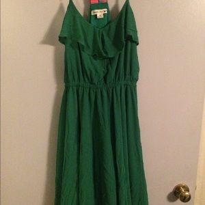 Bright Green Knee Length Dress with Accented Back
