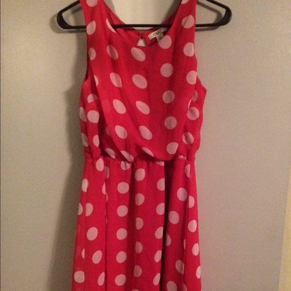Pink and White Polka-Dotted Midi Dress