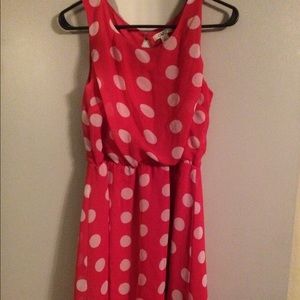 Pink and White Polka-Dotted Midi Dress