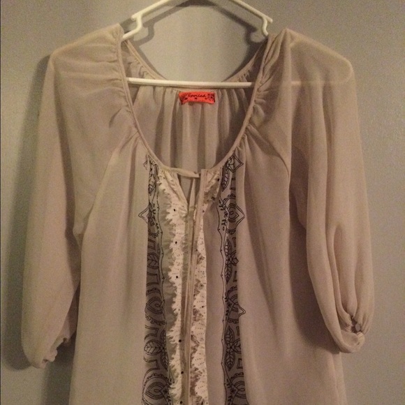 White Sheer Shirt with Black Mandala Detail