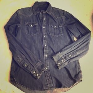American Eagle dark washed denim shirt-