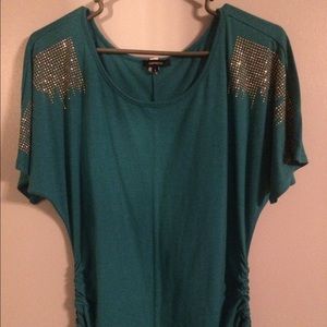 Dark Turquoise Cotton Dolman Type Blouse