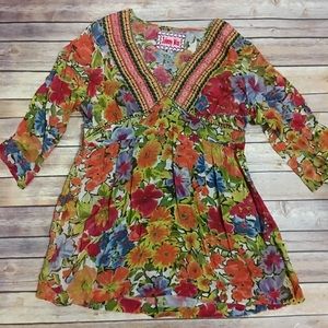 Johnny Was Floral Boho Blouse Medium