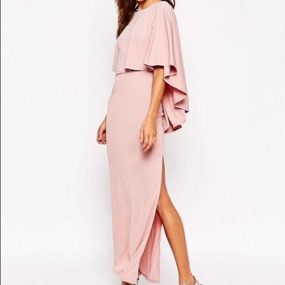 Mauve/Blush Pink Cape Maxi Dress ASOS size 6