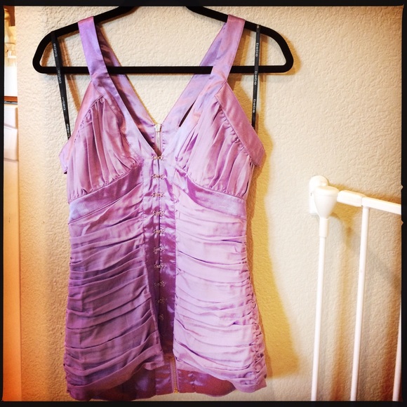 Bebe- mauve/lilac silk top - Picture 2 of 4