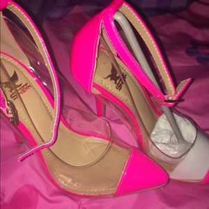 Neon Pink/Clear Cute Heels