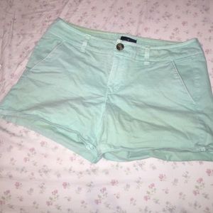 AEO mint twill midi shorts