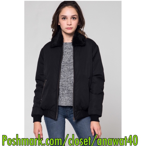 HP Aspen Faux Fur Black Bomber - Picture 3 of 8