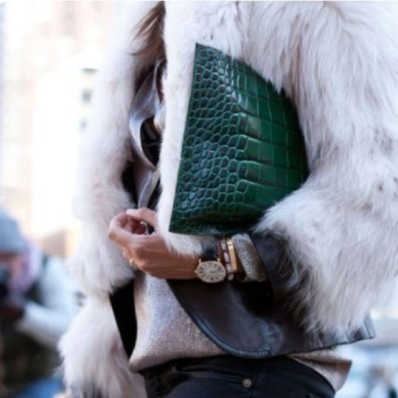 Faux alligator skin clutch