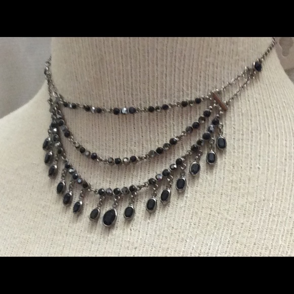 Vintage gray black Victorian choker necklace new