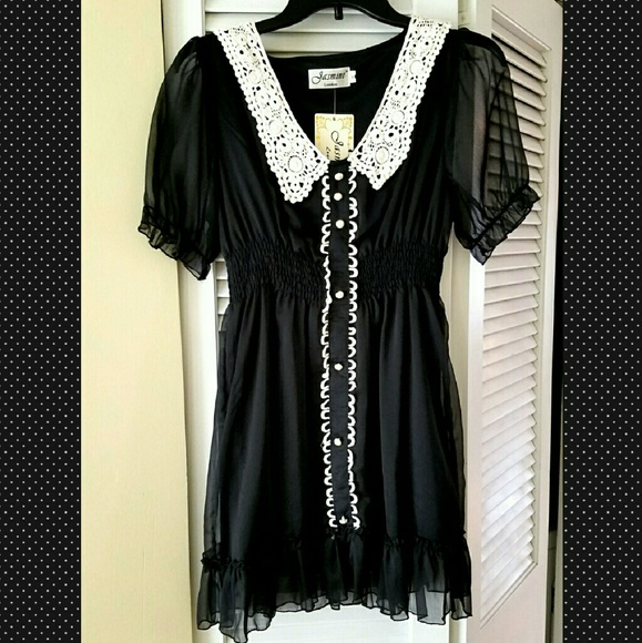 Chiffon Dress with Lace Detail