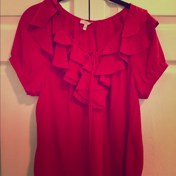 Joie Crimson Ruffled Blouse