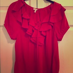 Joie Crimson Ruffled Blouse