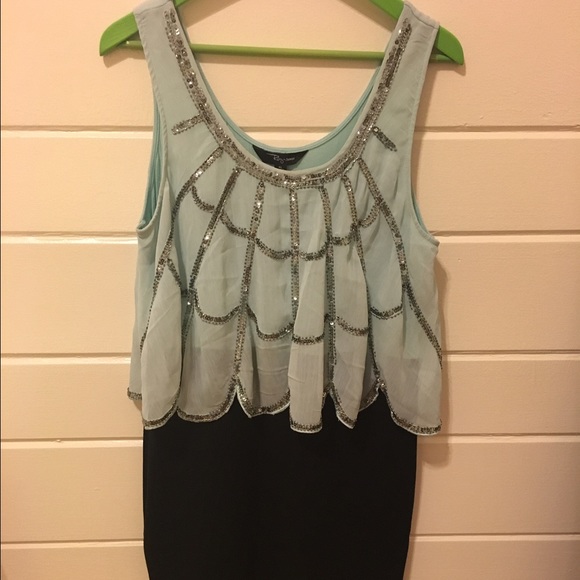 Teal and black dress