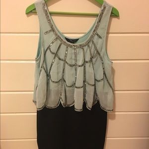 Teal and black dress