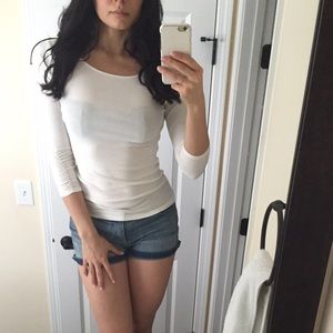 White long sleeve fitted basic shirt