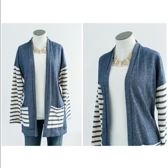 chris & carol Sweaters - Blue and cream cardigan