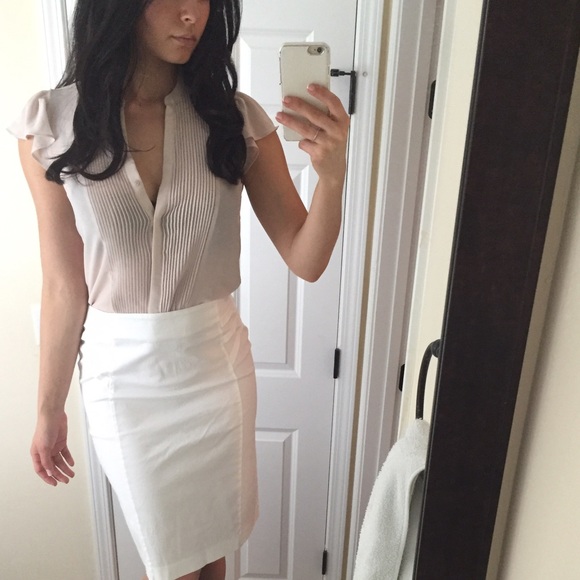 H&M pink button up fitted blouse
