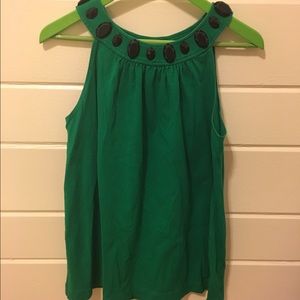Kelly Green & Black Faux Gem top