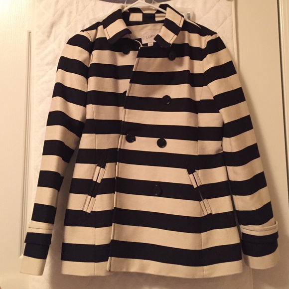Ann Taylor LOFT Striped Peacoat