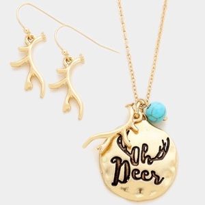 SALE! "Oh, Deer!" Antlers Necklace & Earrings Set