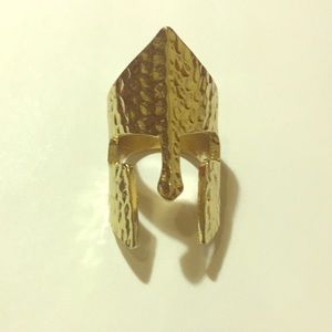 Gold spartan helmet statement ring