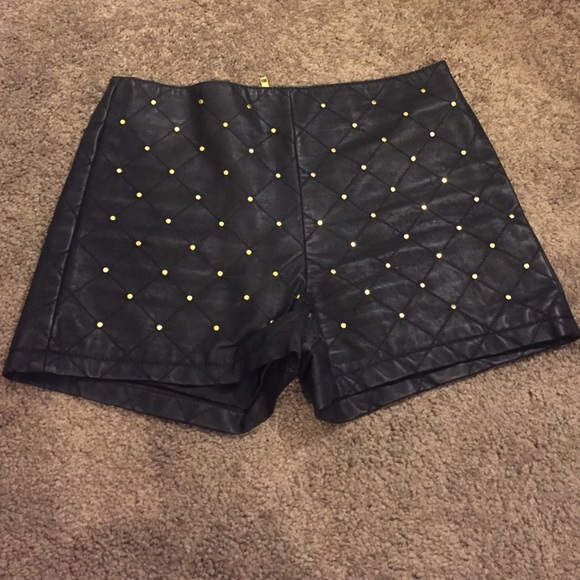 Faux Black leather High Waisted Shorts - Picture 1 of 3