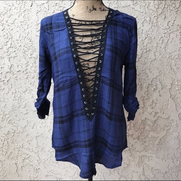 🎉Restocked🎉NAVY LACE UP FLANNEL - Picture 3 of 3