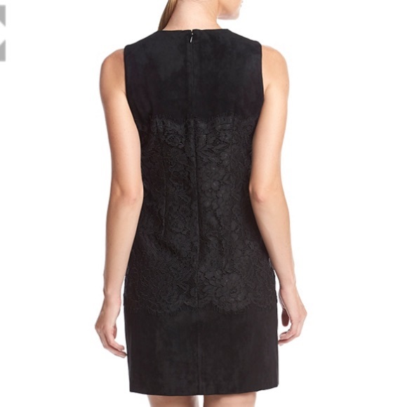 Black Calvin Klein Faux Suede Lace Overlay Dress - Picture 2 of 4