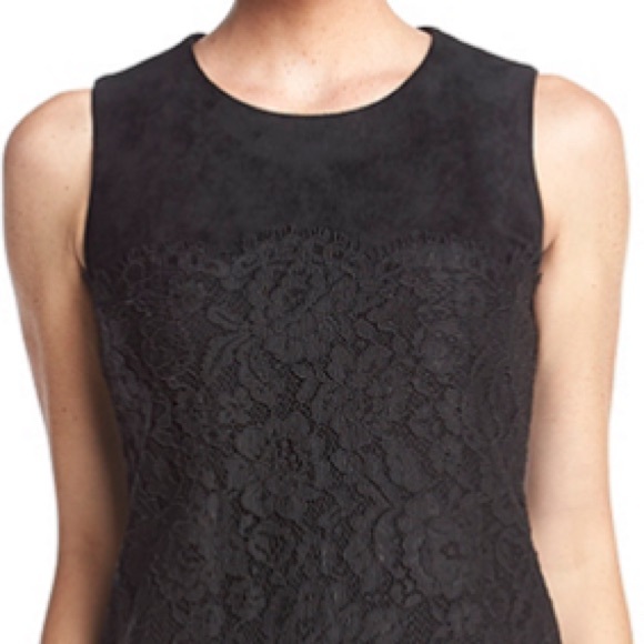 Black Calvin Klein Faux Suede Lace Overlay Dress - Picture 4 of 4