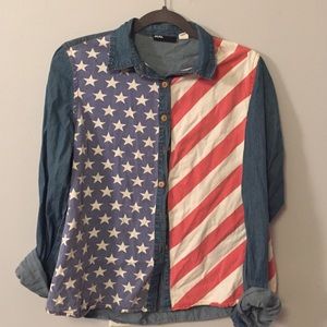 American flag denim shirt