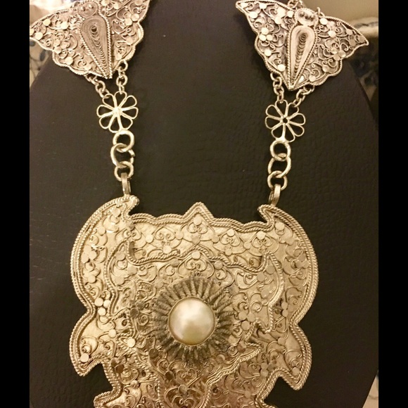 INDONESIAN BUGIS BUTTERFLY SILVER NECKLACE JEWELRY - Picture 4 of 4