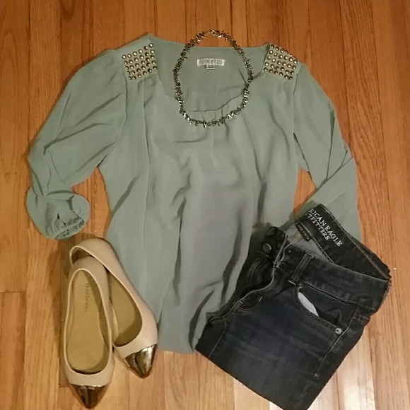 Mint Peasant Blouse