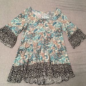 Floral Long Sleeve Tunic Dress