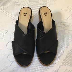 Black Crisscross Mules