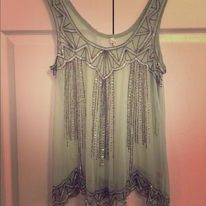 Beautiful Beaded Mesh Top
