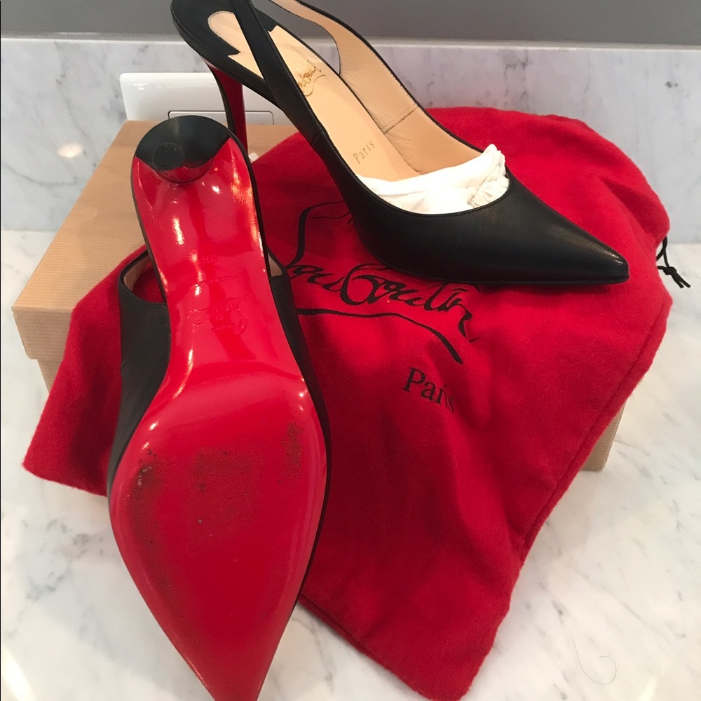 Authentic Christian Louboutin black sling backs