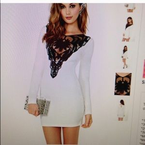 Cream/off white and black Nasty Gal dress