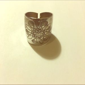 Large statement silver mandala ring