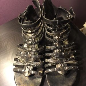 Distressed gladiator style sandals