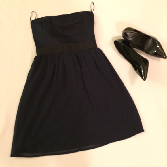 Dark blue strapless light dress - Mango -XS