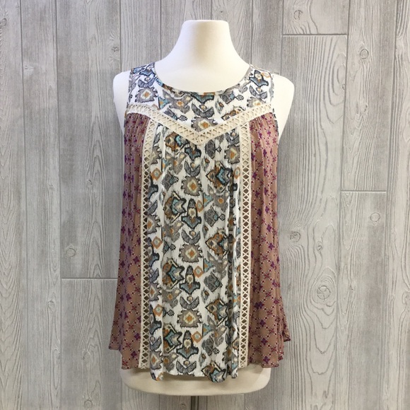 Multi Print Flare Sleeveless Blouse - Picture 2 of 4