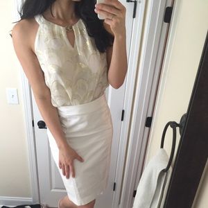 Gold ivory dressy blouse tank top