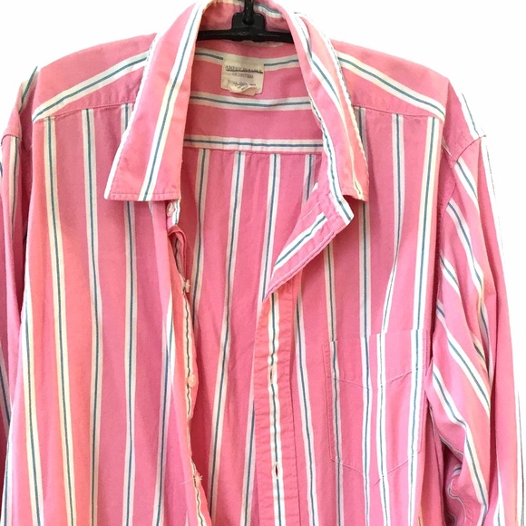 American Eagle pink green preppy stripe shirt - Picture 2 of 2