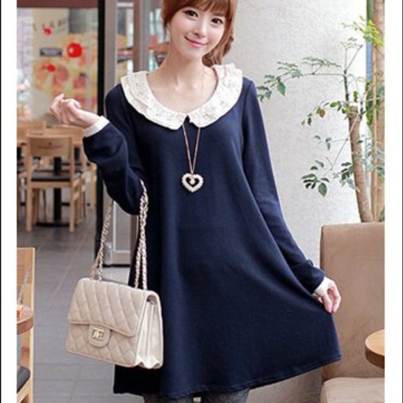 🔴SOLD🔴Navy Blue Peter Pan Collar Dress