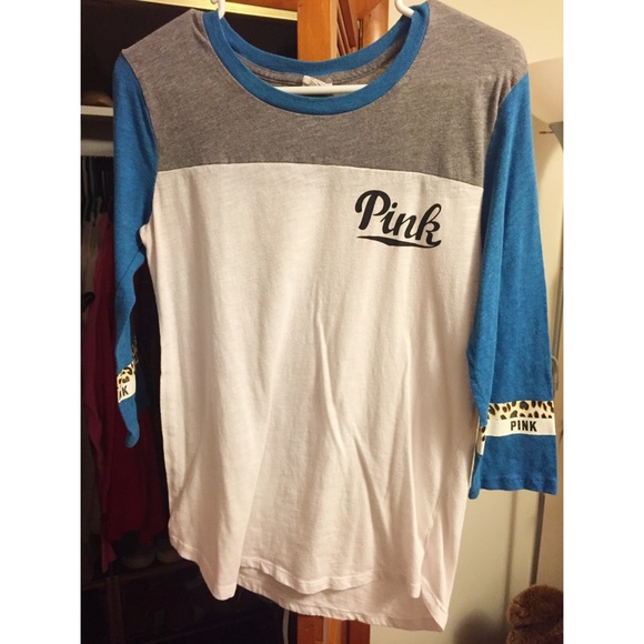 Victoria's Secret Pink cheetah accent baseball tee