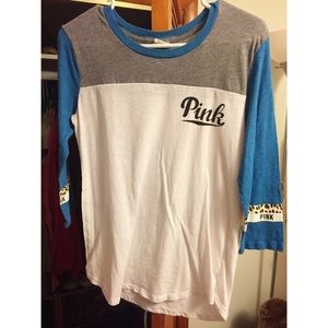 Victoria's Secret Pink cheetah accent baseball tee