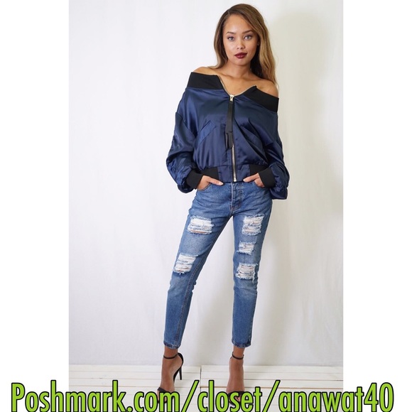 HP Interstellar Off Shoulder Bomber Jacket - Picture 2 of 4