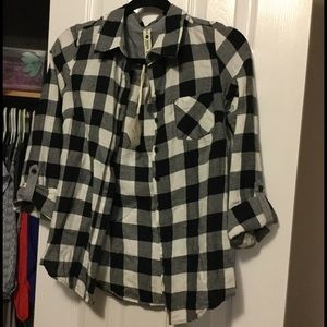 Black and white flannel button down