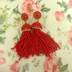 Red tassel earrings